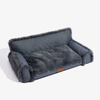 Lit orthopédique pour chien en cuir synthétique et mousse amovible avec peluche - WarmRest