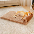 Tapis pour chien réversible en simili cuir avec plaid chaud éponge amovible et oreiller