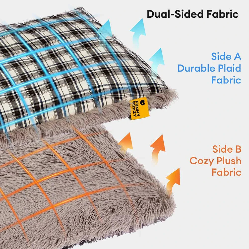Tapis en peluche réversible à motif carreaux pour chien