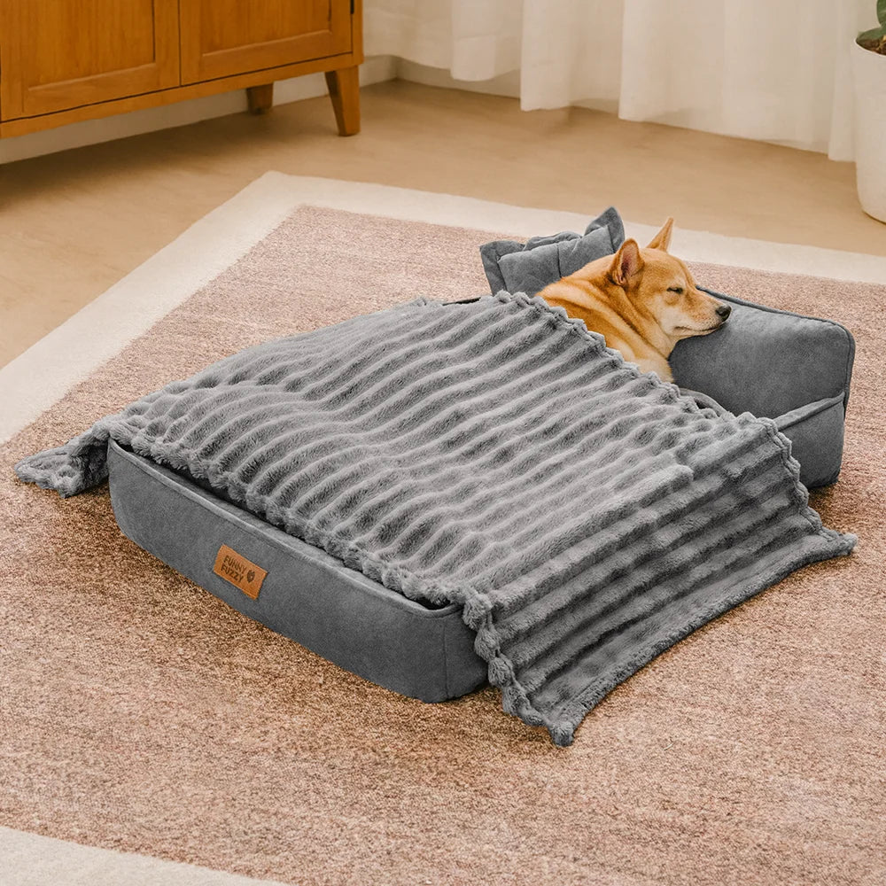 Lit pour chien en mousse rétro en suédine lavable double face avec coussin - SweetDream
