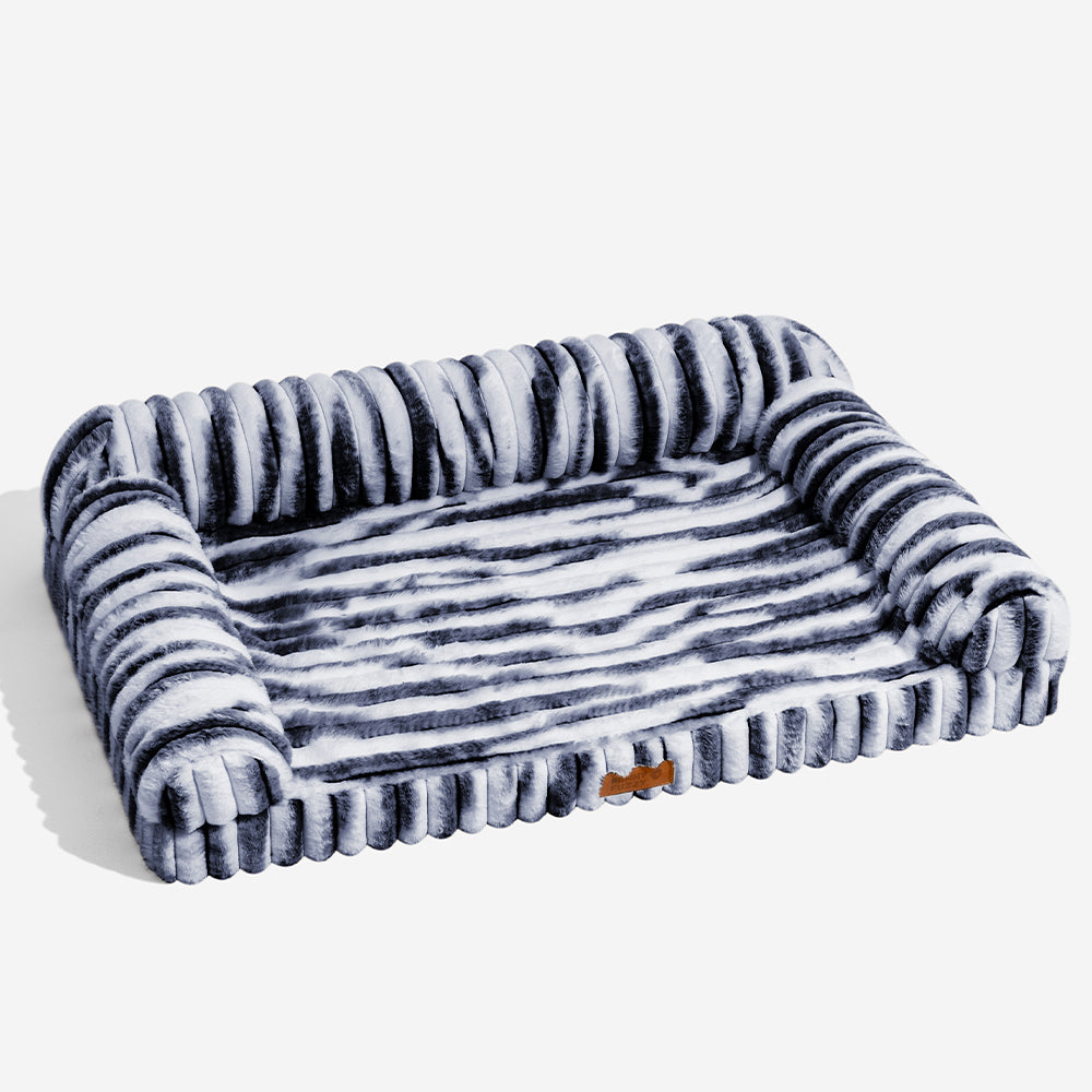 Lit orthopédique pour chien avec coussin moelleux à rayures luxe et confort