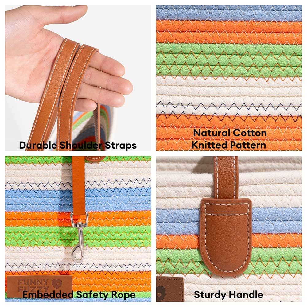 Sac de plage en coton tissé léger fait main transport pour animaux idéal pour les vacances d'été