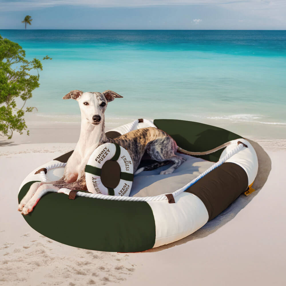 Lit pour animal en forme de bateau imperméable et rafraîchissant avec oreiller – Chill Raft