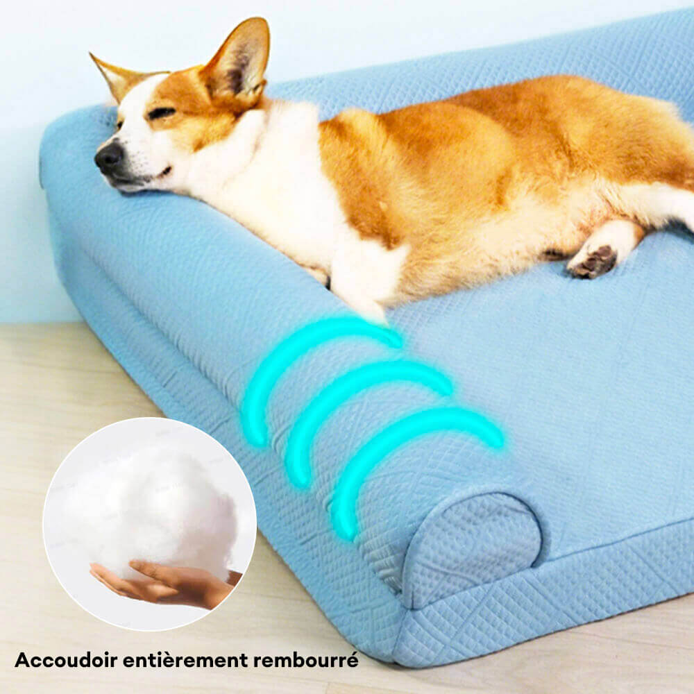 Grand lit orthopédique pour chien respirant antidérapant et à forte capacité de refroidissement