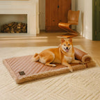 Tapis pour chien réversible en simili cuir avec plaid chaud éponge amovible et oreiller