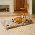 Tapis pour chien réversible en simili cuir avec plaid chaud éponge amovible et oreiller