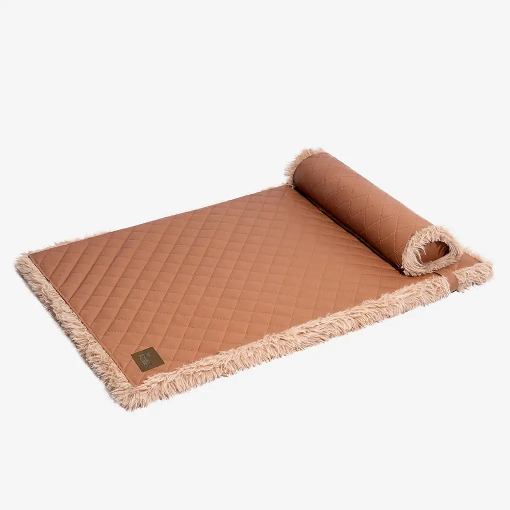 Tapis pour chien réversible en simili cuir avec plaid chaud éponge amovible et oreiller