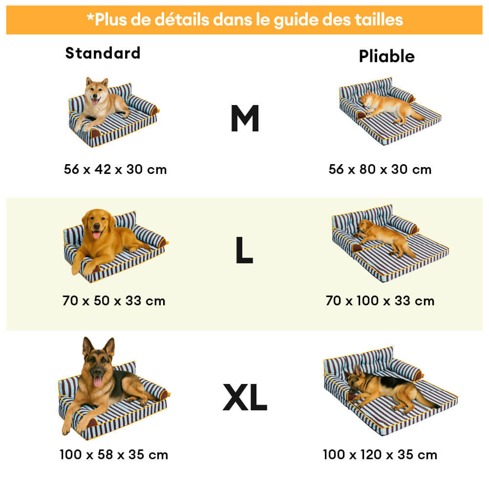 Canapé-lit pliable déperlant pour chien à rayures tendance - Sunny Siesta