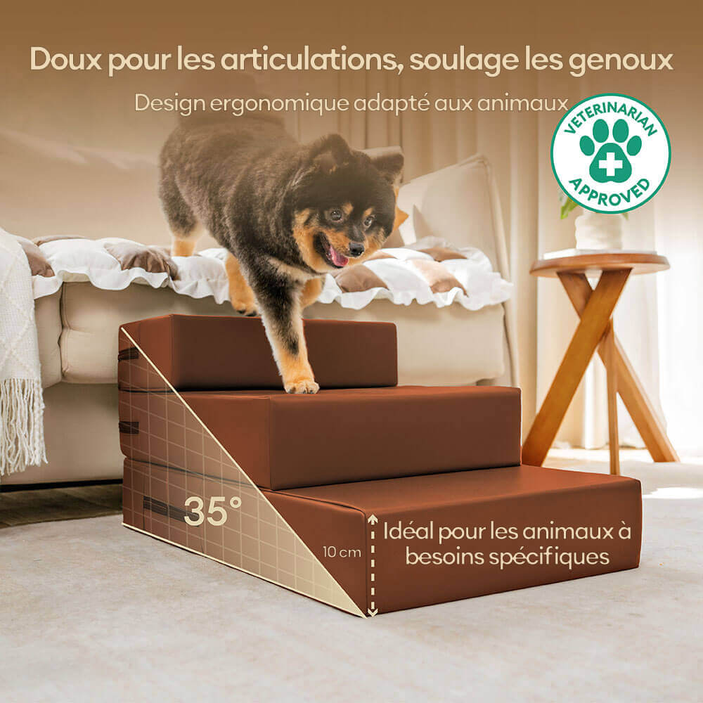 Escaliers pour animaux modulables à plusieurs niveaux en cuir PU imperméable et lavable