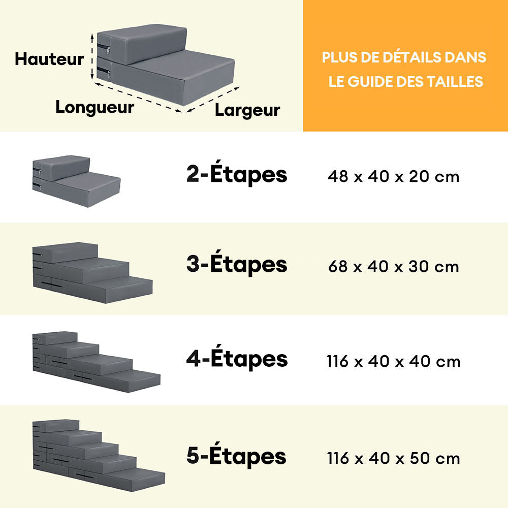 Escaliers pour animaux modulables à plusieurs niveaux en cuir PU imperméable et lavable