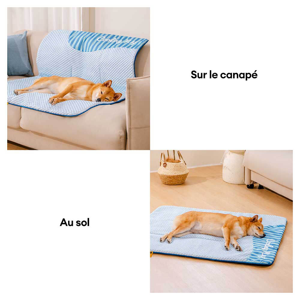 Tapis pour chien grande taille lavable rafraîchissant et antidérapant - Sieste rafraîchissante