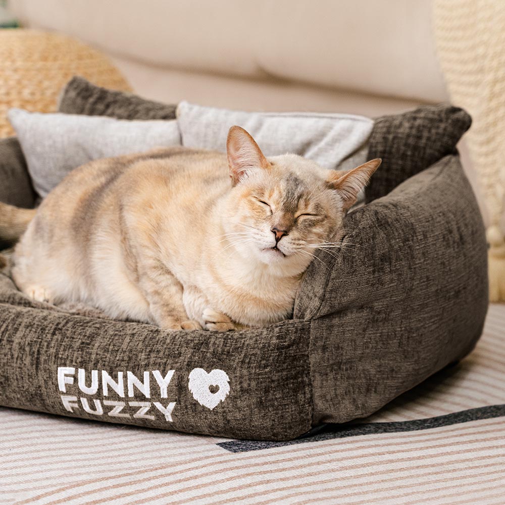 Canapé-lit pour chat en chenille vintage lavable et doux