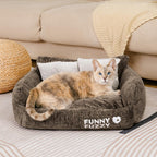 Canapé-lit pour chat en chenille vintage lavable et doux