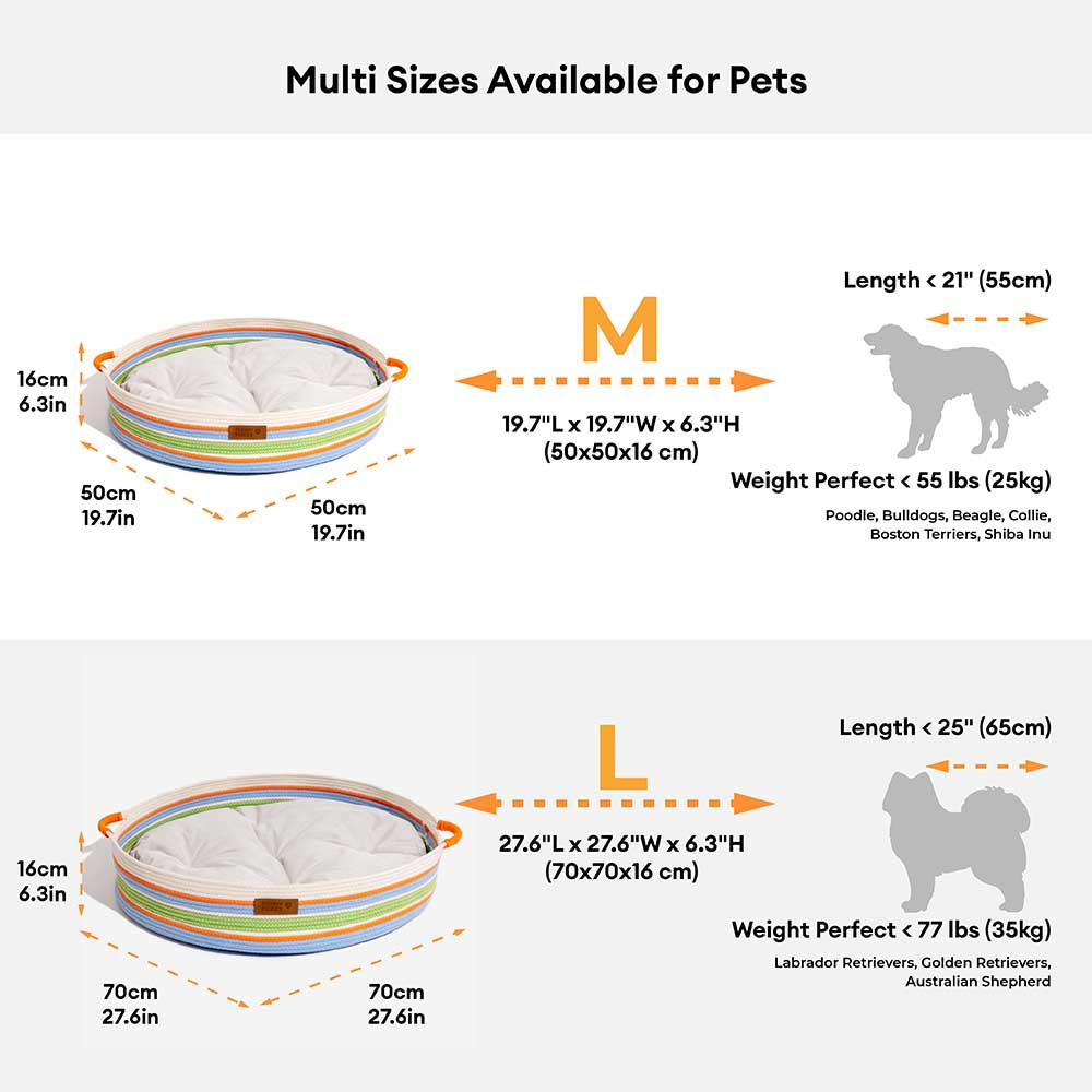 Lit pour animaux apaisant à rayures fait main - Nest intemporel