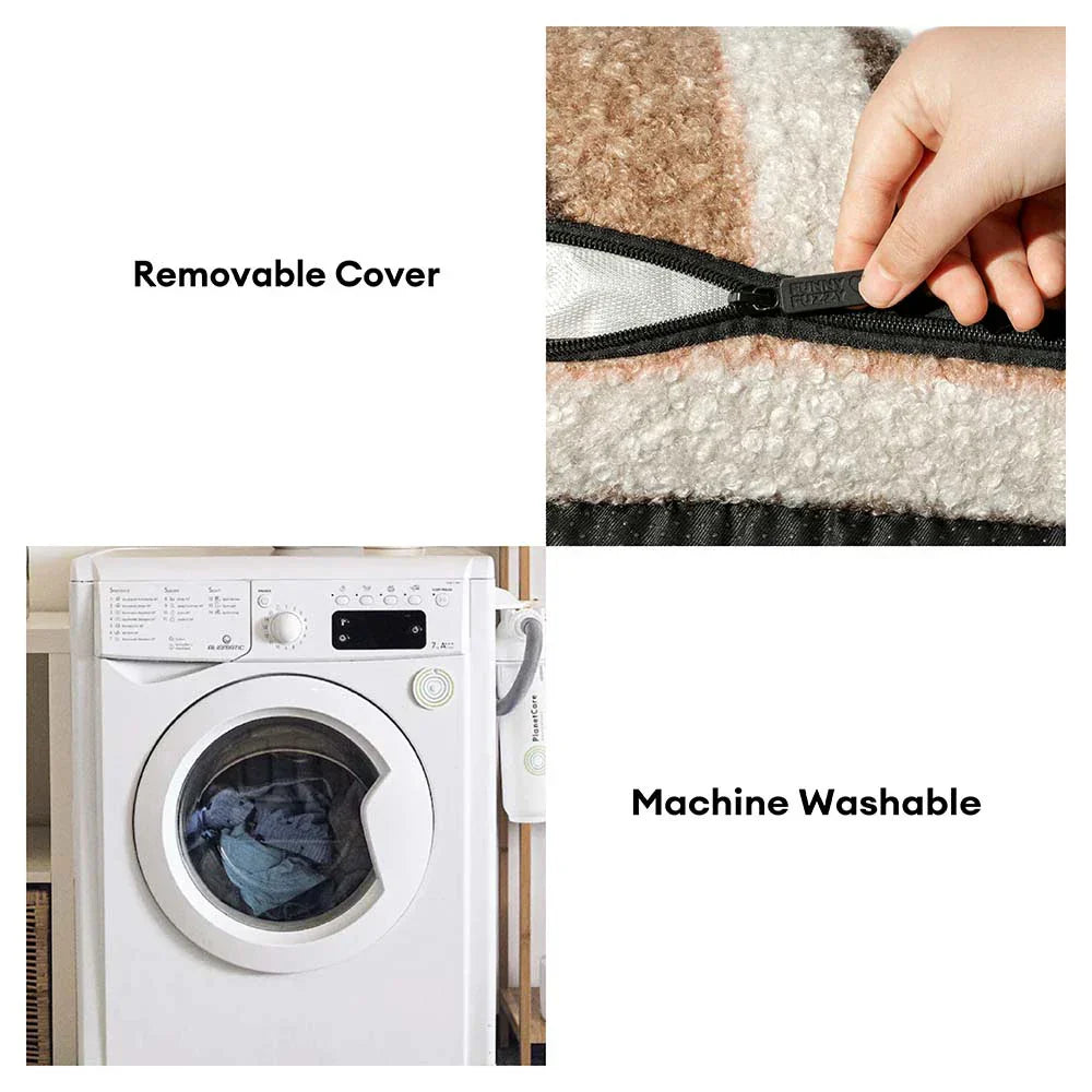 Lit pour chien et chat en peluche, chaleureux, à rayures, pliable et lavable - MochaSnug