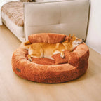 Lit orthopédique pour chien en velours diamant amovible en forme de donut avec coussin - DreamNest