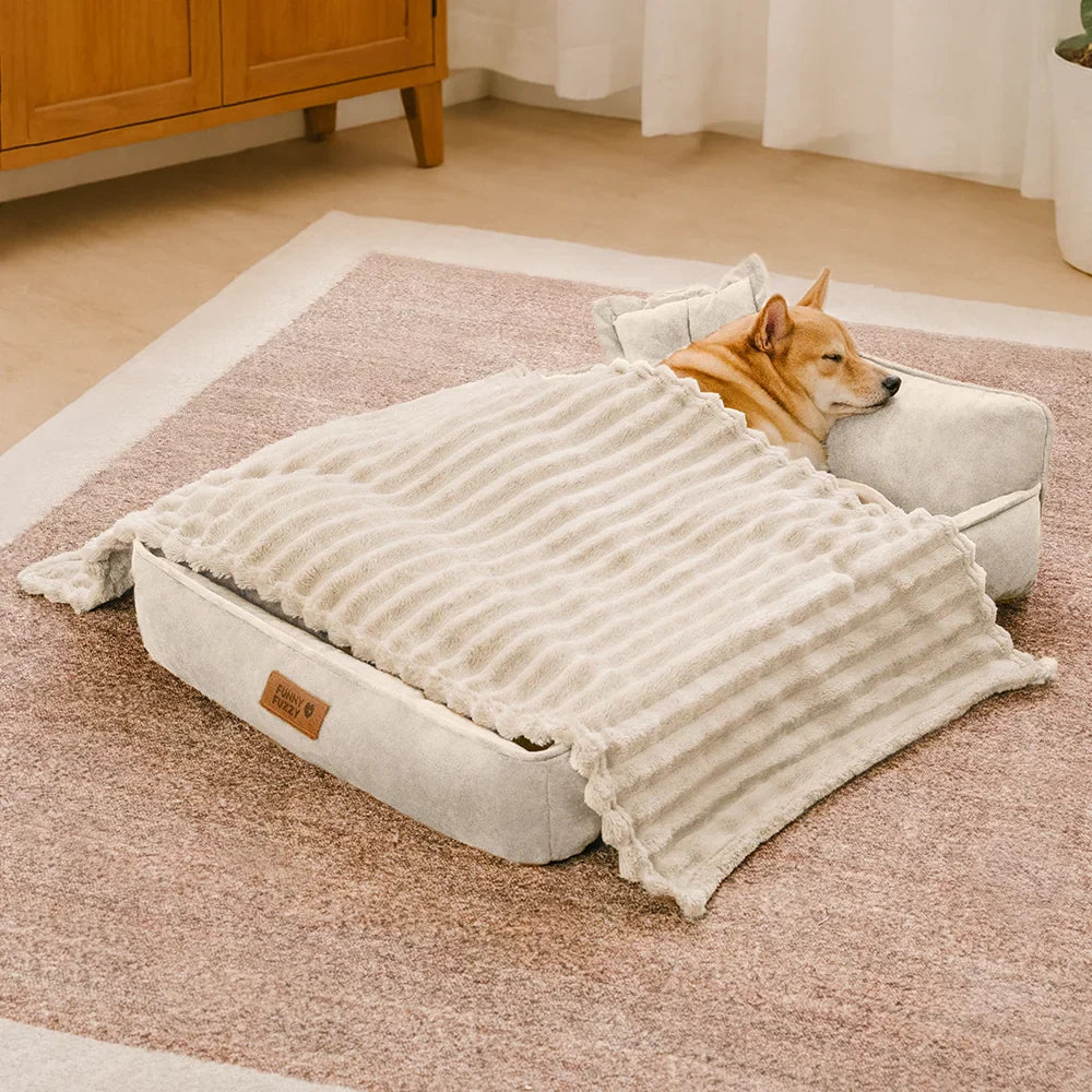 Lit pour chien en mousse rétro en suédine lavable double face avec coussin - SweetDream