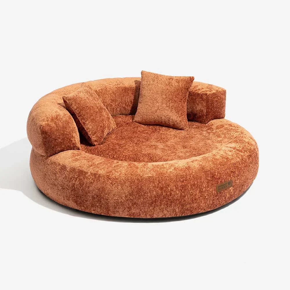 Lit orthopédique pour chien en velours diamant amovible en forme de donut avec coussin - DreamNest