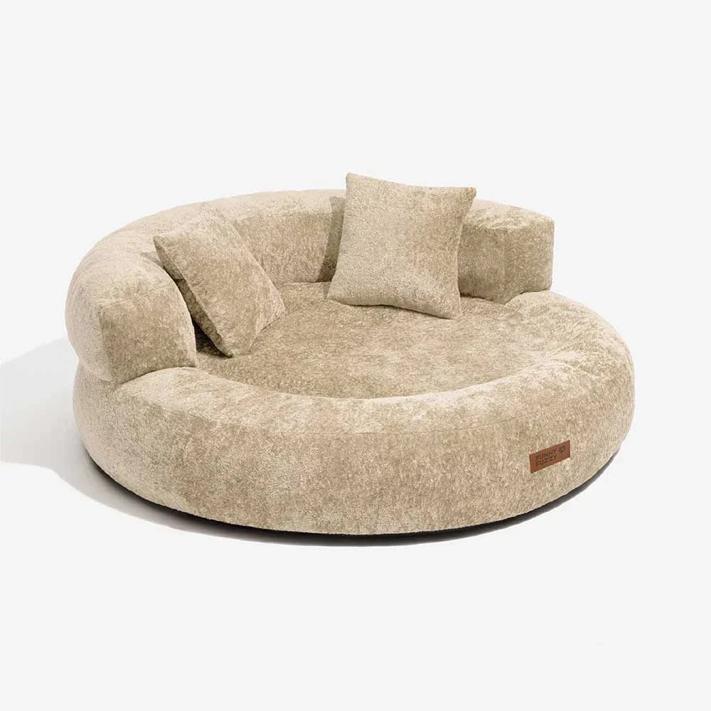 Lit orthopédique pour chien en velours diamant amovible en forme de donut avec coussin - DreamNest