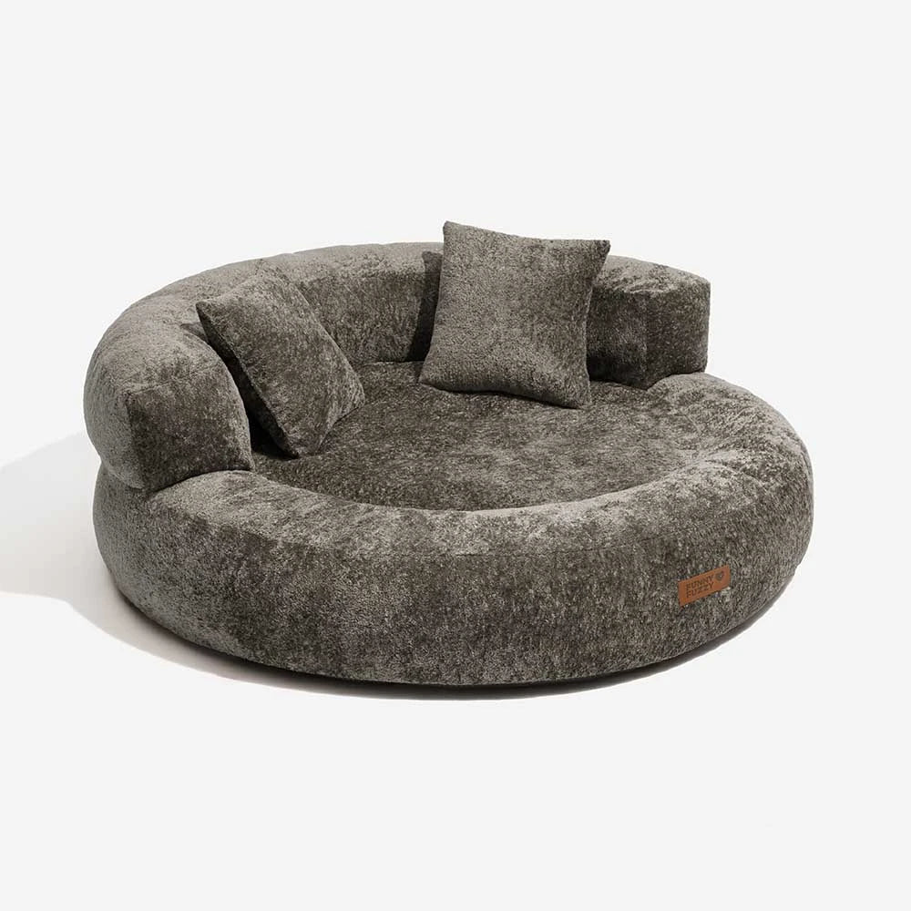 Lit orthopédique pour chien en velours diamant amovible en forme de donut avec coussin - DreamNest