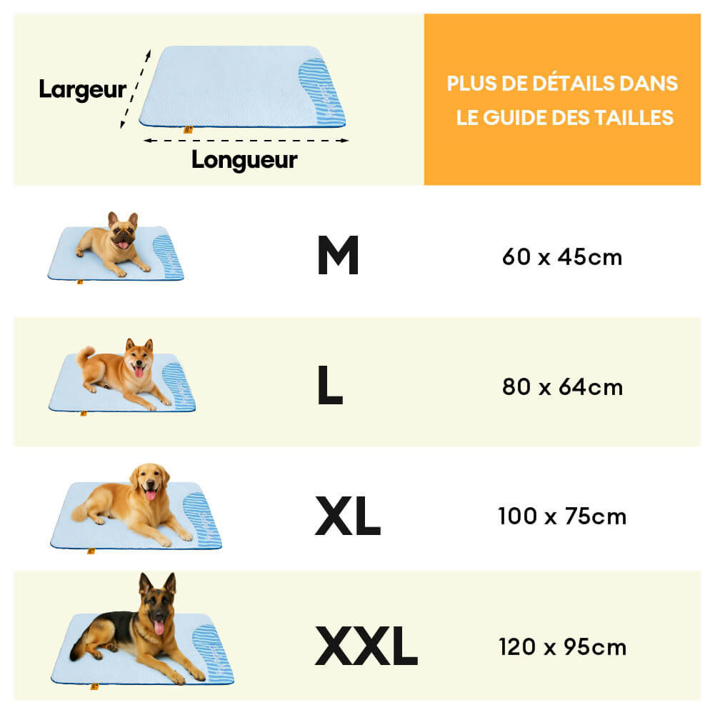 Tapis pour chien grande taille lavable rafraîchissant et antidérapant - Sieste rafraîchissante
