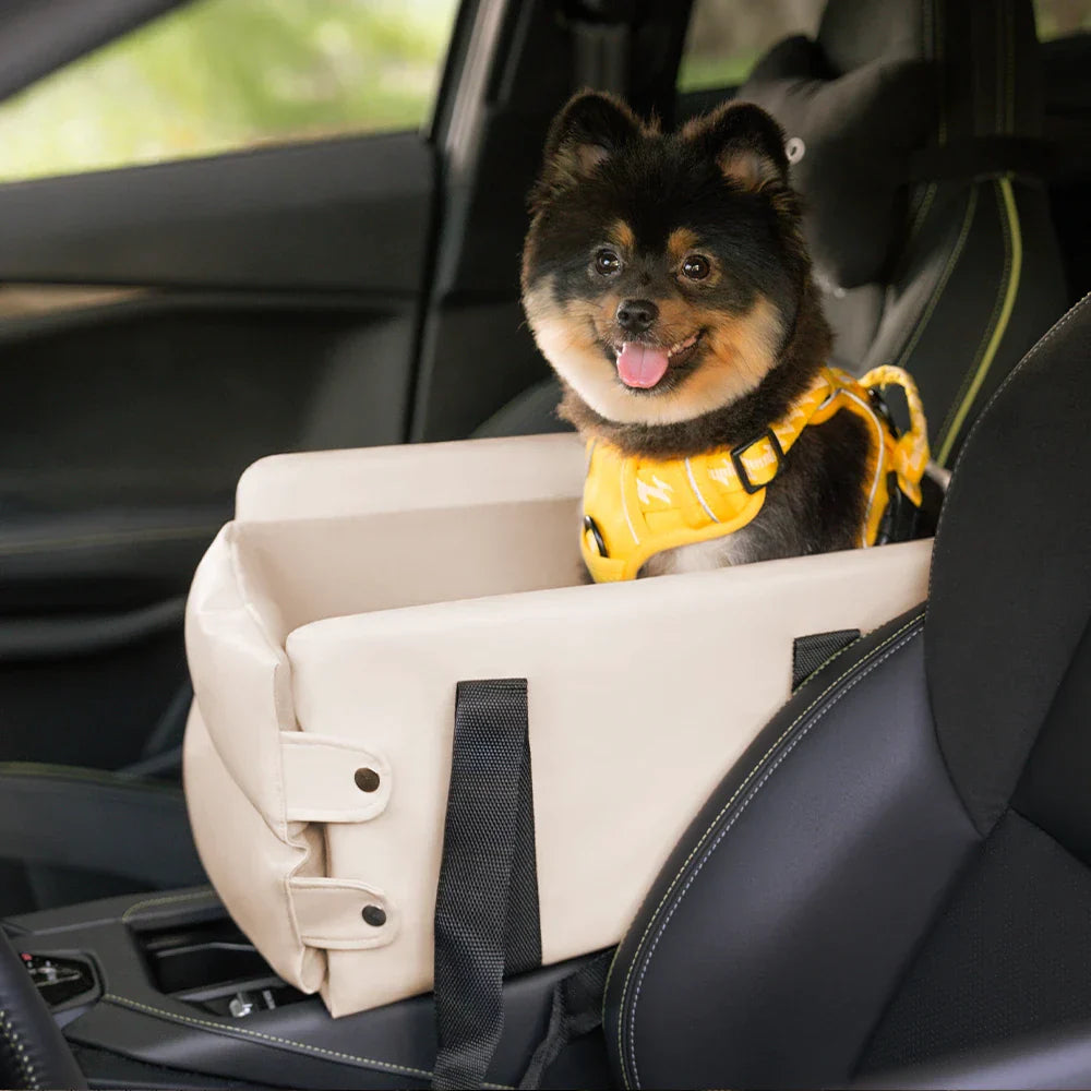 Siège auto pour animaux en similicuir imperméable console centrale portable pour voyages