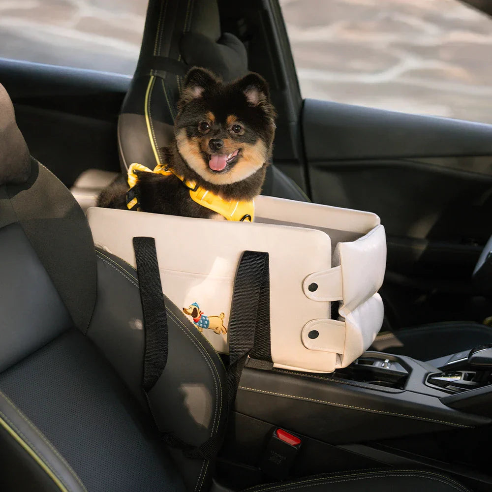 Siège auto pour animaux en similicuir imperméable console centrale portable pour voyages