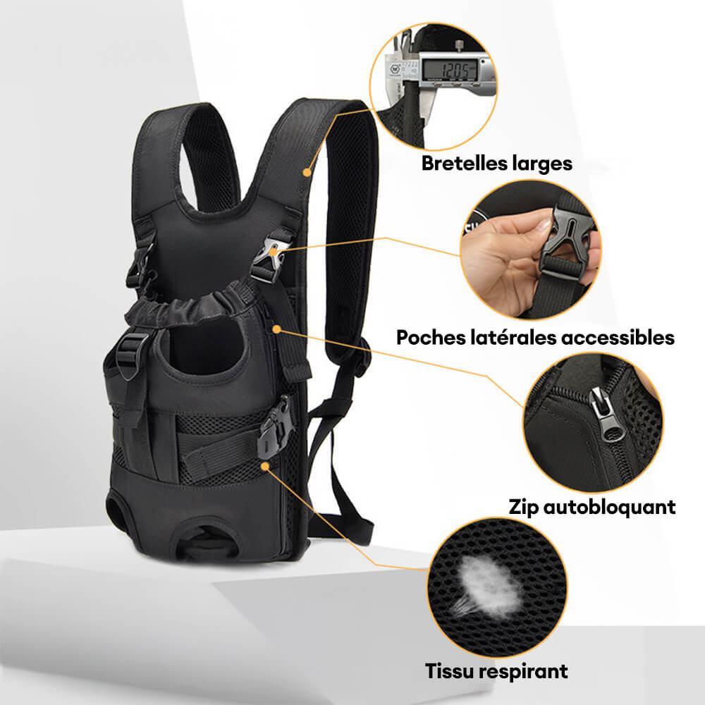 Sac à dos pour chien de voyage avant respirant et ajustable