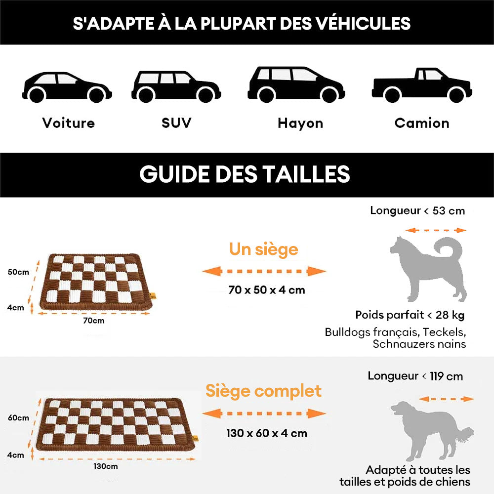 Tapis pour chien en plaid doux et antidérapant pour extension de siège auto