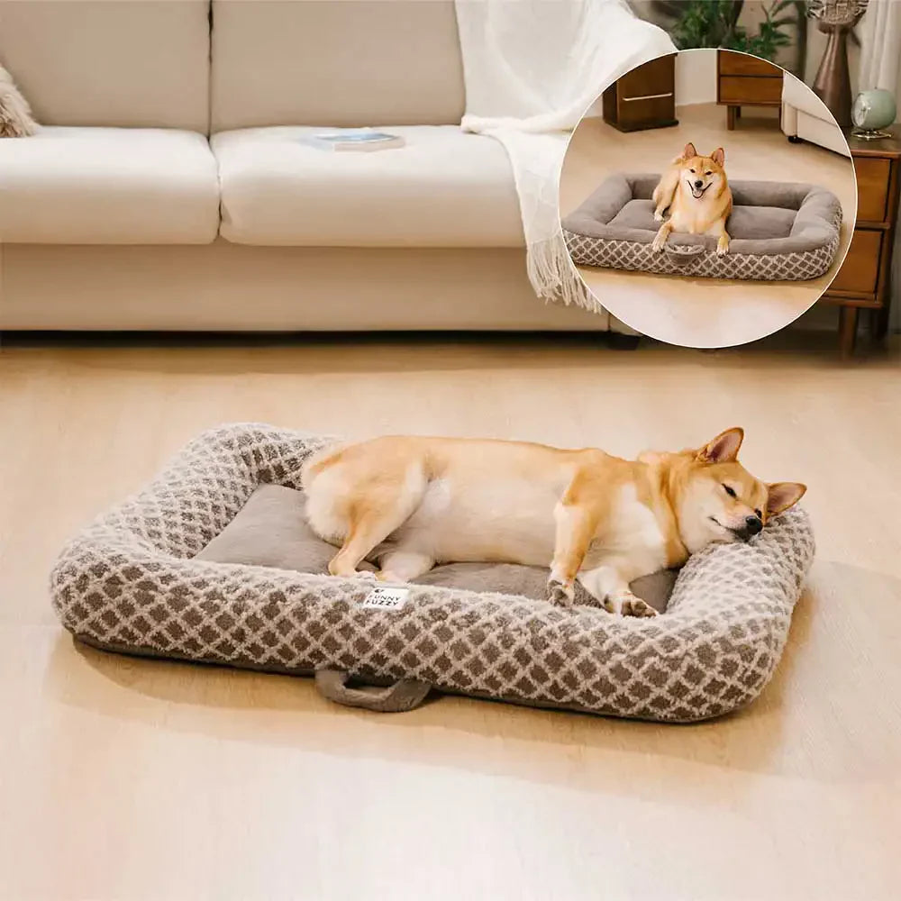 Tapis pour animaux en peluche à double face à motif losange multi-usage - ComfyEase