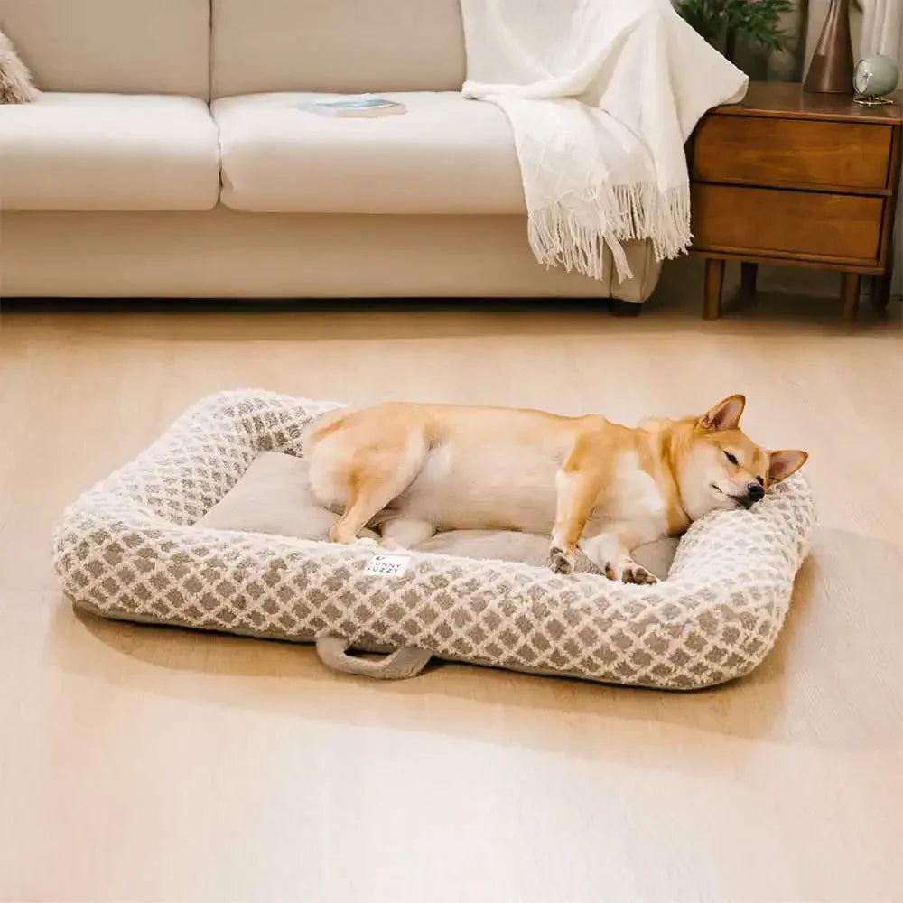 Tapis pour animaux en peluche à double face à motif losange multi-usage - ComfyEase