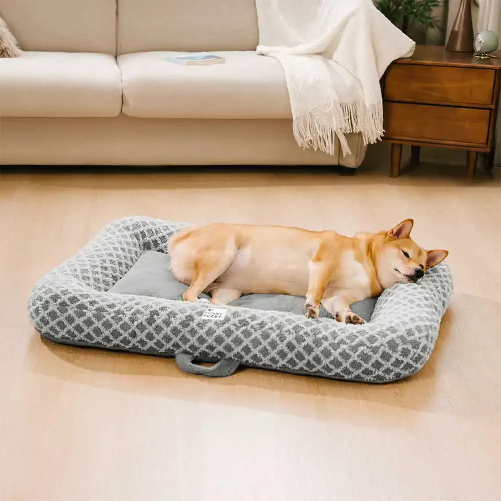 Tapis pour animaux en peluche à double face à motif losange multi-usage - ComfyEase