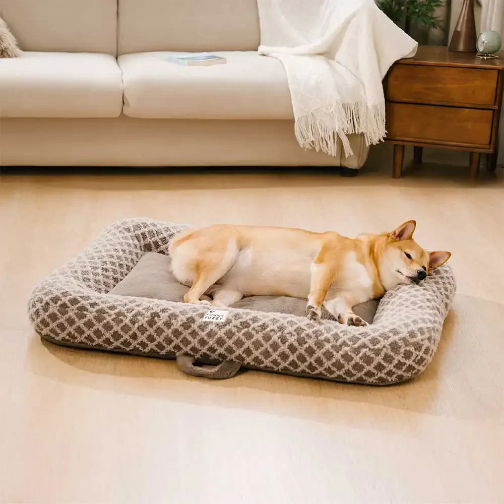 Tapis pour animaux en peluche à double face à motif losange multi-usage - ComfyEase