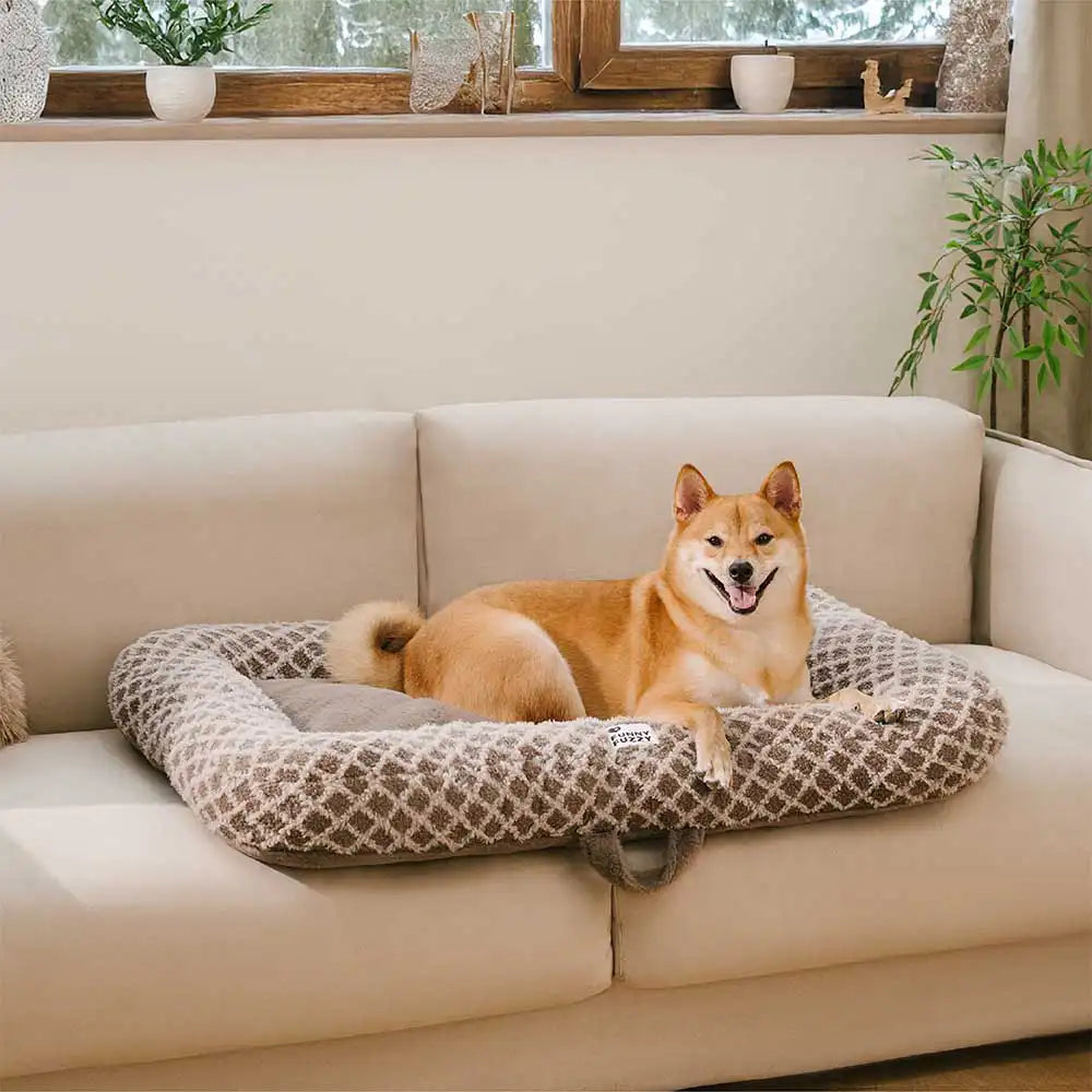 Tapis pour animaux en peluche à double face à motif losange multi-usage - ComfyEase