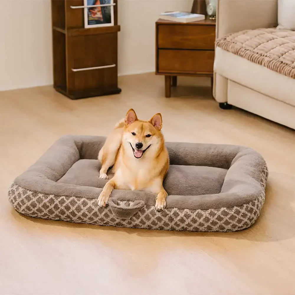 Tapis pour animaux en peluche à double face à motif losange multi-usage - ComfyEase