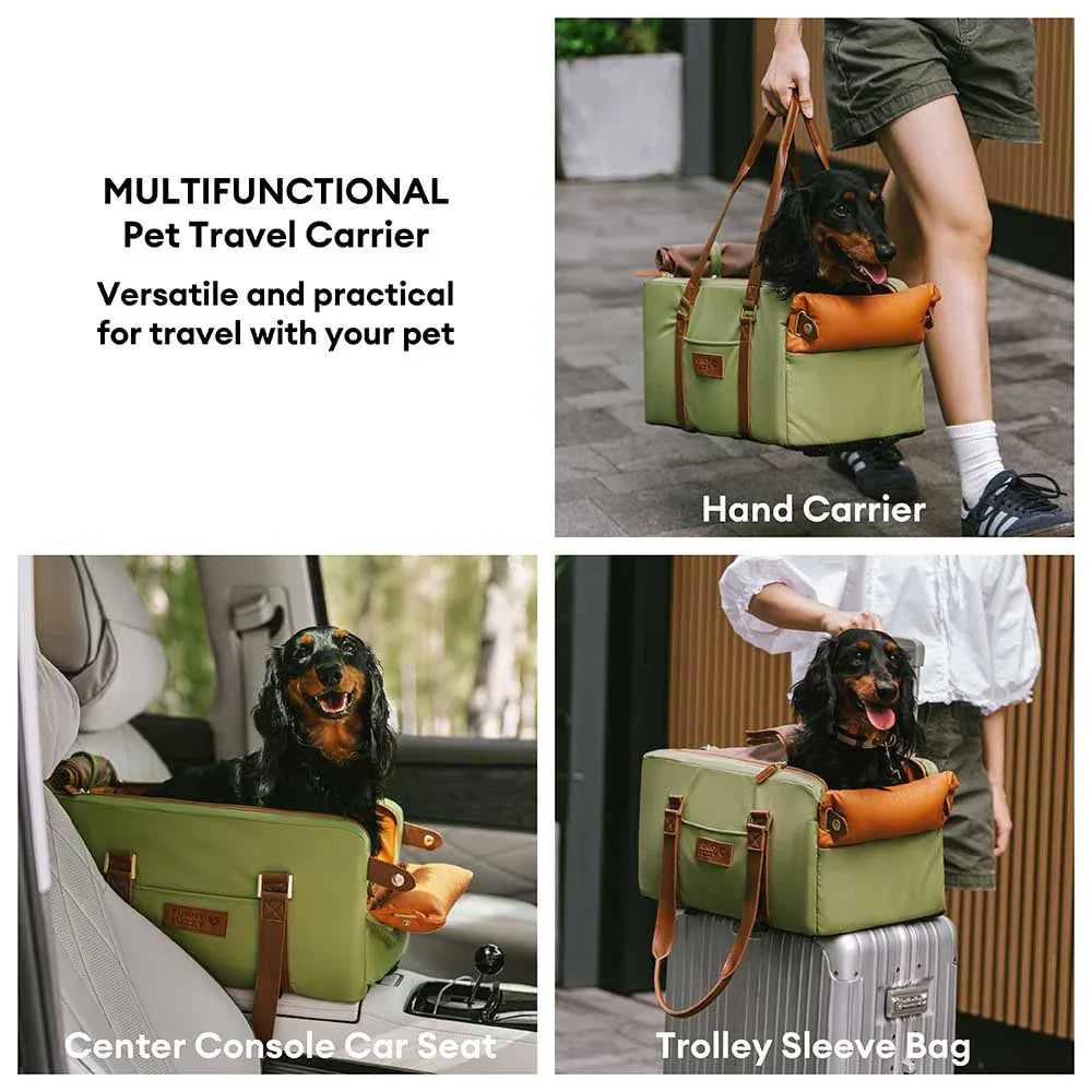 Siège auto console centrale pour animaux en similicuir avec fonction transporteur - Urban Voyager