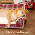 Sofa-lit pour chien en peluche à carreaux vintage, lavable - Chris-Nook