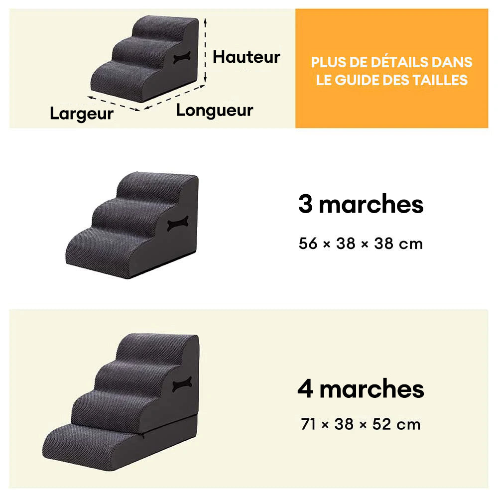 Escaliers pour chien réglables doux antidérapants et lavables avec rampe douce