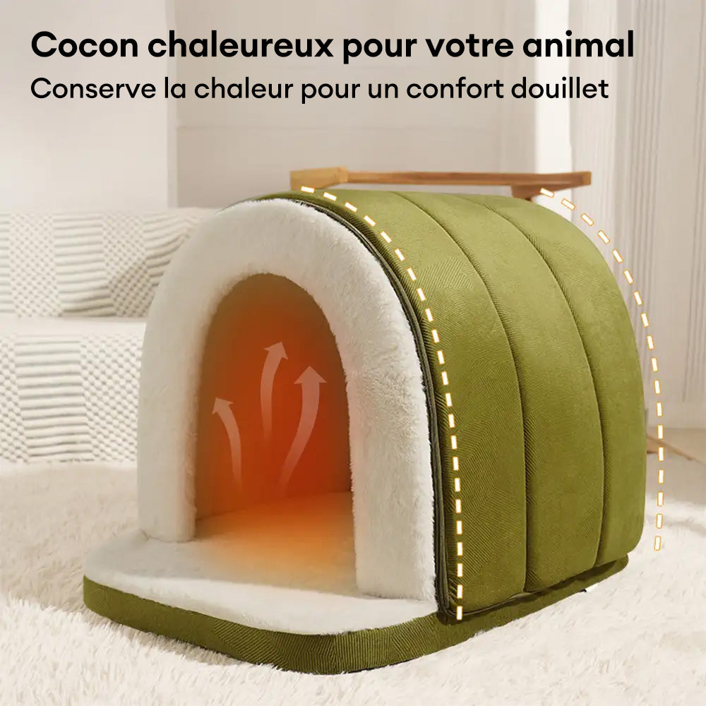 Caverne pour chat et chien chaude et douillette style grotte pour un sommeil profond
