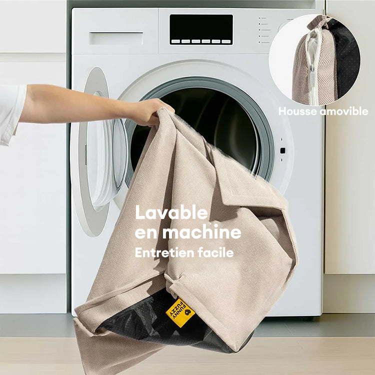 Lit orthopédique pour chien à deux couches en chenille amovible et mousse avec coussin toutes saisons