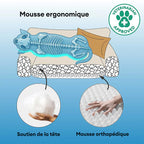 Lit orthopédique pour chien à deux couches en chenille amovible et mousse avec coussin toutes saisons
