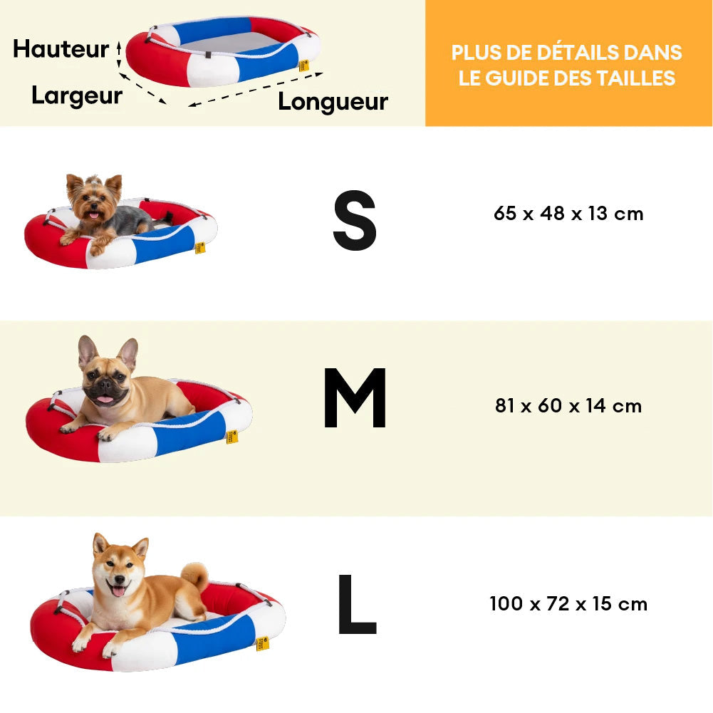 Lit pour animal en forme de bateau imperméable et rafraîchissant avec oreiller – Chill Raft