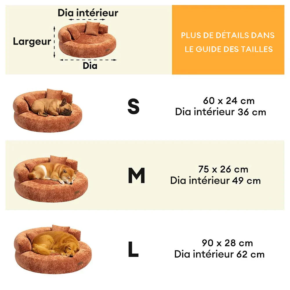 Lit orthopédique pour chien en velours diamant amovible en forme de donut avec coussin - DreamNest
