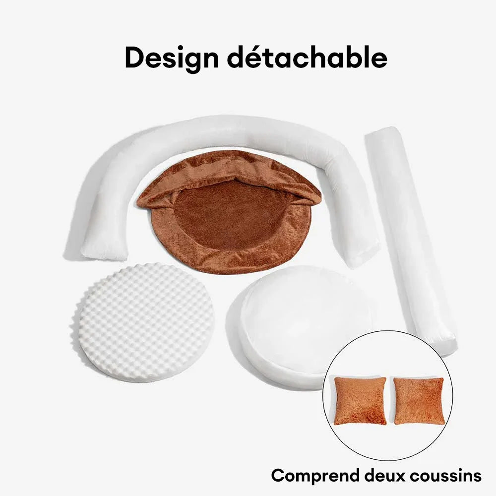Lit orthopédique pour chien en velours diamant amovible en forme de donut avec coussin - DreamNest