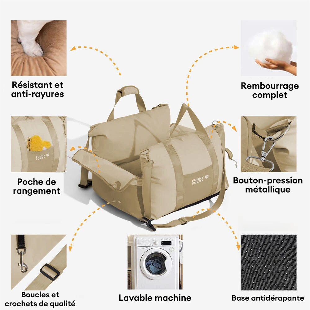 Siège d'auto pour chien imperméable et respirant - Pup Rover
