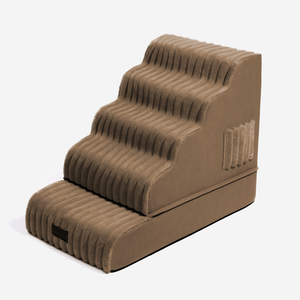 Escalier et lit pour animaux détachables en peluche moelleuse 2 en 1 - CreamyRamp