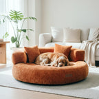 Lit orthopédique pour chien en velours diamant amovible en forme de donut avec coussin - DreamNest