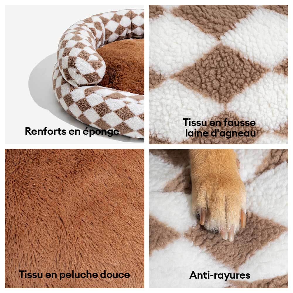Lit pour chien lavable classique Argyle Bolster Donut - Cozy Haven