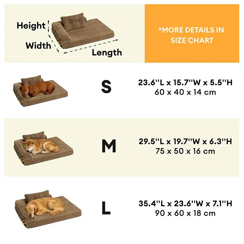 Lit orthopédique pour chien en velours côtelé anti-rayures amovible avec coussin - ComfySofa