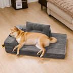 Lit orthopédique pour chien en velours côtelé anti-rayures amovible avec coussin - ComfySofa
